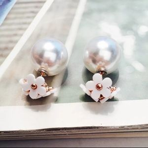 Double Side Ball Flower Stud Front Back